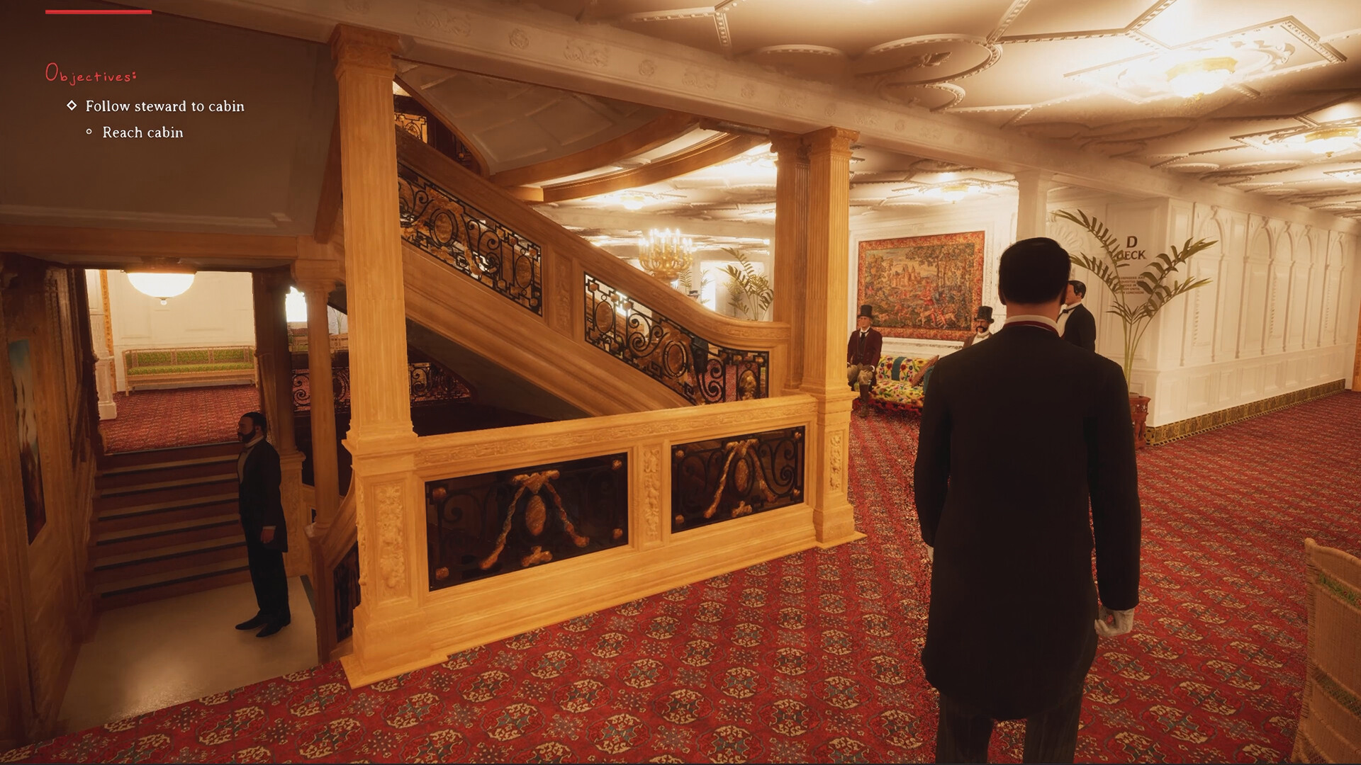 Explore the richly detailed D Deck interior